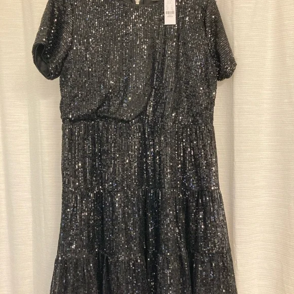 new york and company sequin dress Sleevless V-Neck Sequin Back Bow Shift Dress  New York & Company